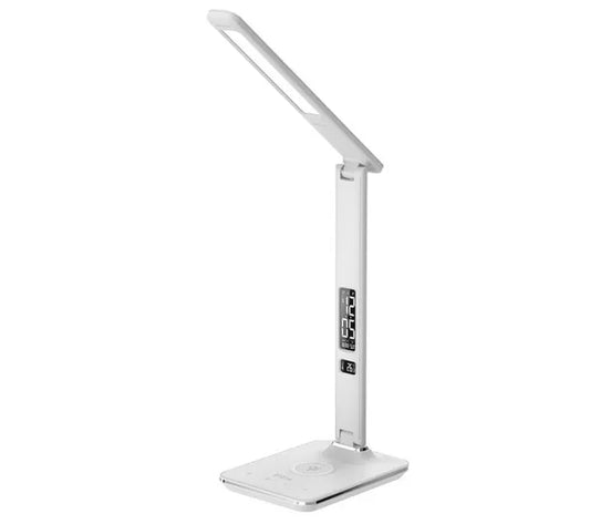 GROOV-E Ares LED Desk Lamp with Wireless Charging Pad & Clock - White