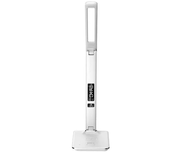 GROOV-E Ares LED Desk Lamp with Wireless Charging Pad & Clock - White
