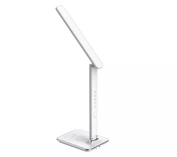 GROOV-E Ares LED Desk Lamp with Wireless Charging Pad & Clock - White